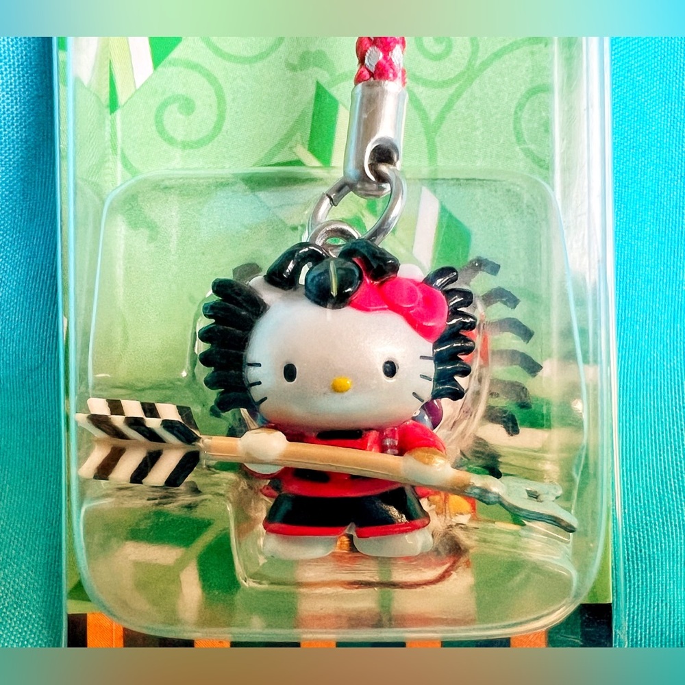 Rare New Hello Kitty Sanrio Netsuke Charm Strap Kabuki